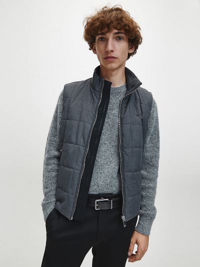 Calvin Klein Ruhák HU109644 | Calvin Klein Heathered Puffer Férfi Mellény Sötét Szürke